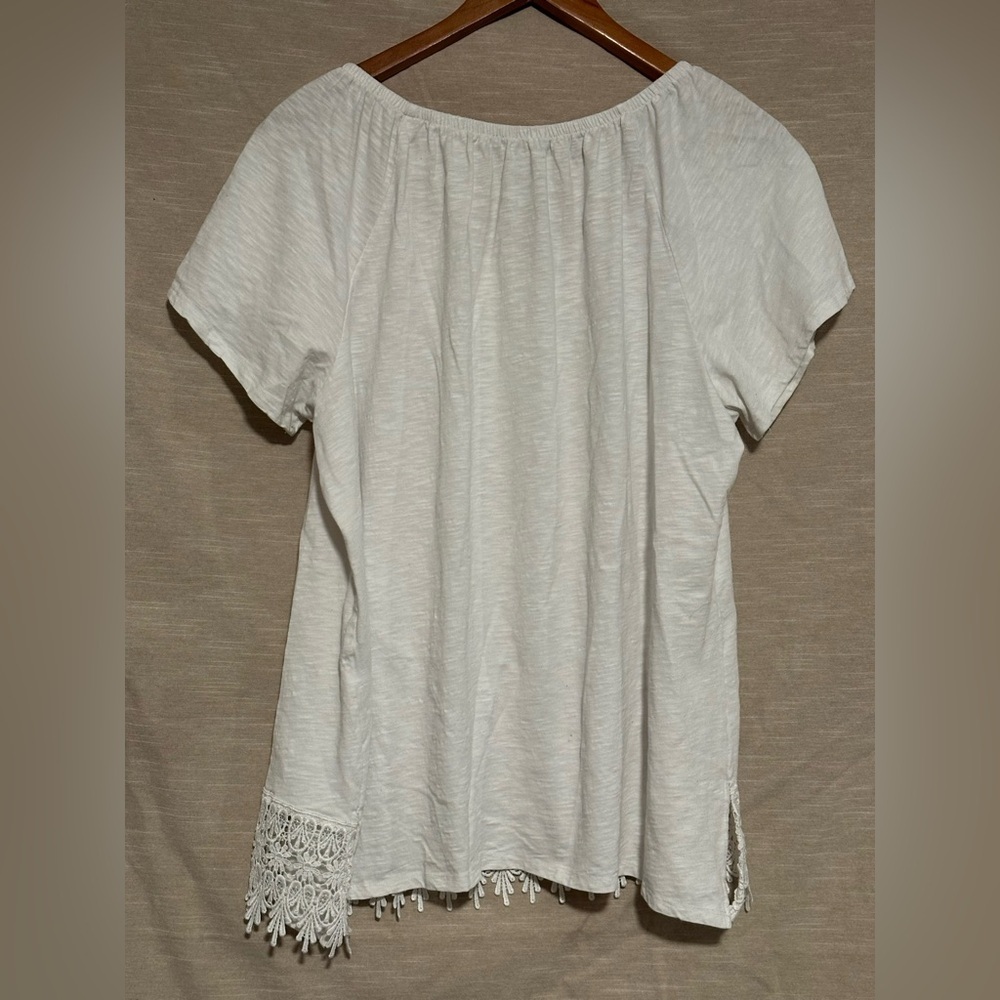 St. John's Bay Lace Trim Blouse - Picture 2 of 5